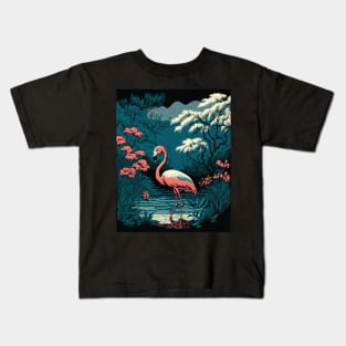 Stunning flamingo in a beautiful lake Kids T-Shirt